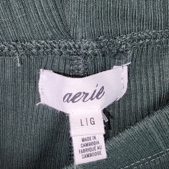 Aerie | High Waisted Variegated Rib Cropped Kick Flare Pants Green Womens Large - Picture 7 of 9